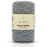 Sensy Koton Pamuk Makrome İpi 2mm Cotton Zincir Makrome Çanta İpi Supla İpi Koton İp Açık Gri