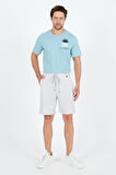 Erkek Çizgili Cepli Yazlık Şort - Rahat Kalıp Spor ve Günlük Kullanıma Uygun Şık Şort 2314