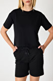Kadın Bisiklet Yaka Kısa Kol Şort Takım 2995