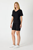 Kadın V Yaka Kısa Kol Şort Takım 2996