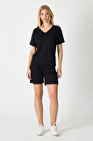 Kadın V Yaka Kısa Kol Şort Takım 2996