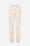 Kadın Pamuklu Çıtır Çiçek Desenli Baby Overloklu Fiyonk Detaylı Uzun Kollu Pijama Takımı
