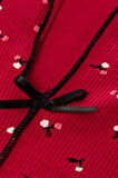 Kadın Pamuklu Çıtır Çiçek Desenli Baby Overloklu Fiyonk Detaylı Uzun Kollu Pijama Takımı