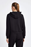 Lescon 24NTBL002136-633 Siyah Kadın Fermuarlı Kapşonlu Sweatshirt