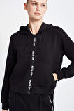 Lescon 24NTBL002136-633 Siyah Kadın Fermuarlı Kapşonlu Sweatshirt