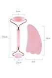Pembe Kuvars Face Roller ve Melek Kanadı Gua sha Yüz Masaj Taşı Takımı Doğal taş