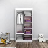Arnetti 2 Kapaklı 7 Raflı Akser Gardırop Beyaz