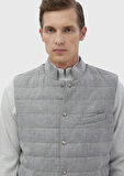 Açık Gri Regular Fit Dik Yaka Casual Dokuma Spor Yelek