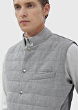 Açık Gri Regular Fit Dik Yaka Casual Dokuma Spor Yelek