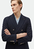 Lacivert Desenli Shirt Shoulder Slim Fit Pamuk Karışımlı Ceket