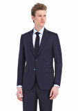 Lacivert Düz Thin&taller Slim Fit %100 Yün Takım Elbise