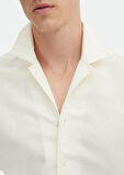 Beyaz Düz Regular Fit Dokuma Casual Keten Karışımlı Gömlek