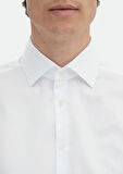 Beyaz Çizgili Regular Fit Dokuma Klasik %100 Pamuk Gömlek