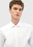 Beyaz Düz Slim Fit Dokuma Klasik %100 Pamuk Gömlek