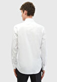 Beyaz Düz Slim Fit Dokuma Klasik %100 Pamuk Gömlek