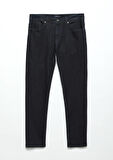 Lacivert Düz Slim Fit Denim Pamuk Karışımlı Pantolon
