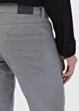 Gri Düz Dokuma Slim Fit Casual Pamuk Karışımlı Pantolon
