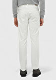 Ekru Düz Dokuma Slim Fit Casual Pamuk Karışımlı Pantolon