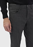 Antrasit Düz Dokuma Slim Fit Casual Pamuk Karışımlı Pantolon