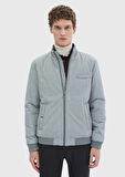 Gri Regular Fit Dik Yaka Casual Dokuma Mont