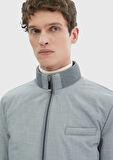 Gri Regular Fit Dik Yaka Casual Dokuma Mont