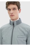 Gri Regular Fit Dik Yaka Casual Dokuma Mont