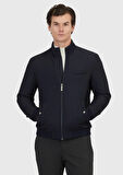 Lacivert Regular Fit Dik Yaka Casual Dokuma Mont