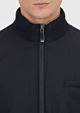 Lacivert Regular Fit Dik Yaka Casual Dokuma Mont
