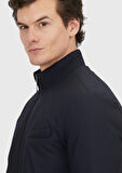 Lacivert Regular Fit Dik Yaka Casual Dokuma Mont