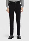 Siyah Düz Örme Slim Fit Casual Pantolon