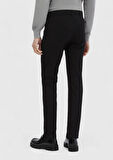 Siyah Düz Örme Slim Fit Casual Pantolon