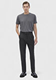 Koyu Gri Düz Örme Regular Fit Casual Pantolon