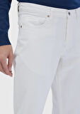Beyaz Düz Regular Fit Denim %100 Pamuk Pantolon