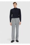 Gri Düz Dokuma Loose Fit Casual Pantolon