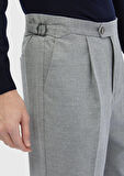 Gri Düz Dokuma Loose Fit Casual Pantolon