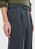 Antrasit Düz Dokuma Loose Fit Casual Pantolon