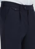 Lacivert Düz Dokuma Regular Fit Casual Yün Karışımlı Pantolon
