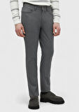 Gri Düz Dokuma Slim Fit Casual Pantolon