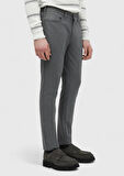 Gri Düz Dokuma Slim Fit Casual Pantolon