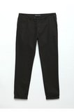 Siyah Düz Dokuma Regular Fit Casual Pamuk Karışımlı Pantolon