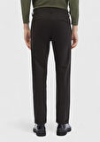 Siyah Düz Dokuma Regular Fit Casual Pamuk Karışımlı Pantolon