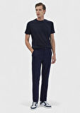 Lacivert Düz Dokuma Jogging Fit Casual Pamuk Karışımlı Pantolon