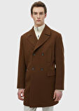 Deve Tüyü Regular Fit Kruvaze Yaka Casual Dokuma Palto