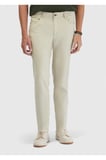 Bej Düz Dokuma Slim Fit Casual Keten Karışımlı Pantolon