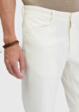 Ekru Düz Dokuma Regular Fit Casual Pamuk Karışımlı Pantolon