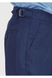 Lacivert Düz Dokuma Carrot Fit Casual %100 Keten Bermuda