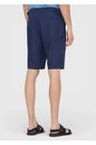Lacivert Düz Dokuma Carrot Fit Casual %100 Keten Bermuda