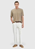 Vizon Düz Bisiklet Yaka %100 Keten T-Shirt