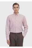 Pembe Düz Casual Fit Dokuma Casual Pamuk Karışımlı Gömlek