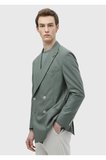 Açık Yeşil Düz Shirt Shoulder Slim Fit Yün Karışımlı Ceket